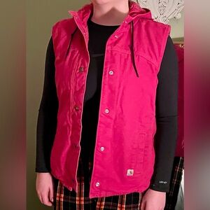 Carhartt Pink Vest Hooded Size M. Cotton duck. Fleece lined. Great condition.